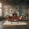 fauteuil cuir et bois