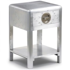 Bout de Canapé Aluminium Riveté – 1 Tiroir