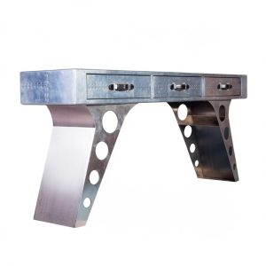 Console Aviateur Aluminium Riveté – 3 Tiroirs