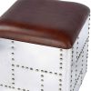 details - Tabouret Aviateur en Aluminium Riveté & Assise Cuir – Format Cube